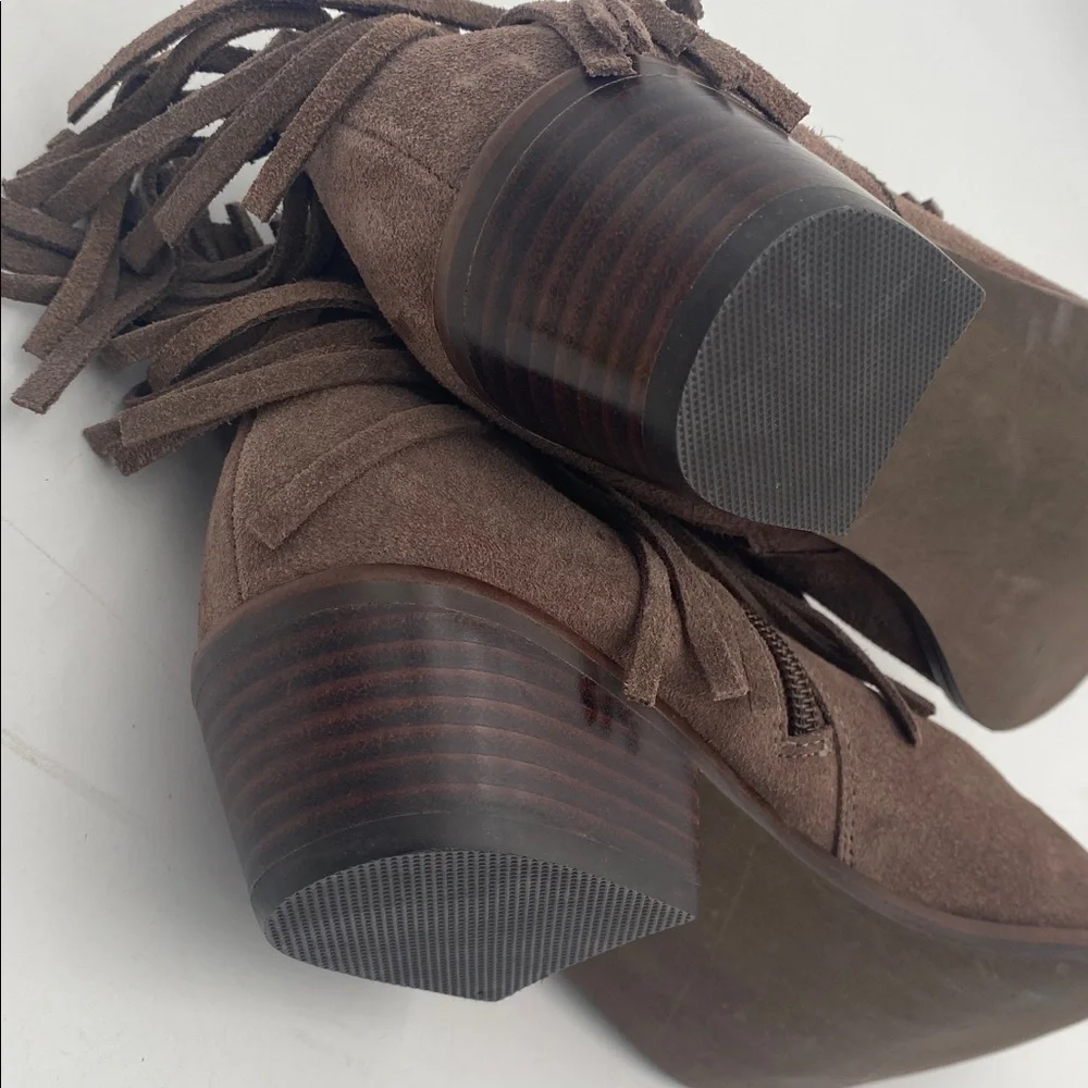 Steve Madden Brown Fringed Western Boots women 6.5M leather suede boho Festival